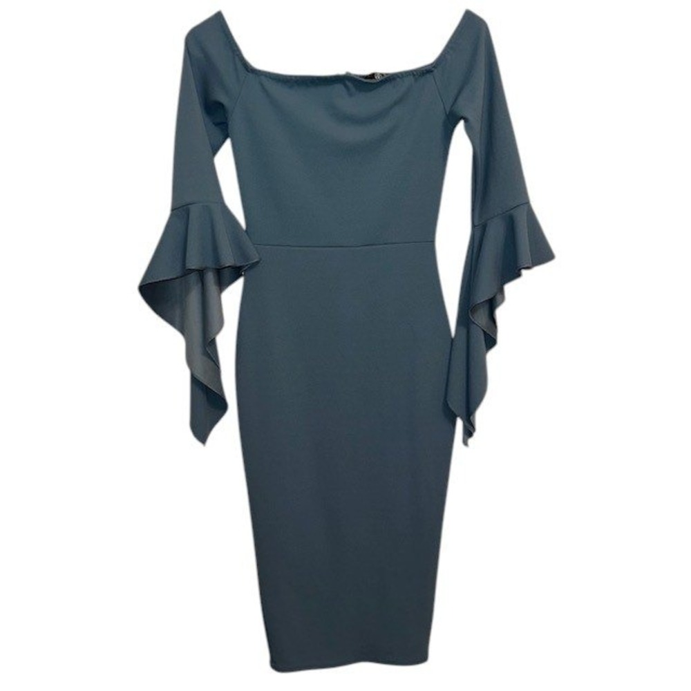 Missguided Bodycon Dress Off Shoulder Bell Sleeve Cocktail Party Dress US Sz 1‎
